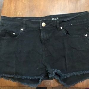 Black denim shorts